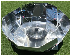 Design of a box-type solar cooker showing reflective panels and insulated box.
